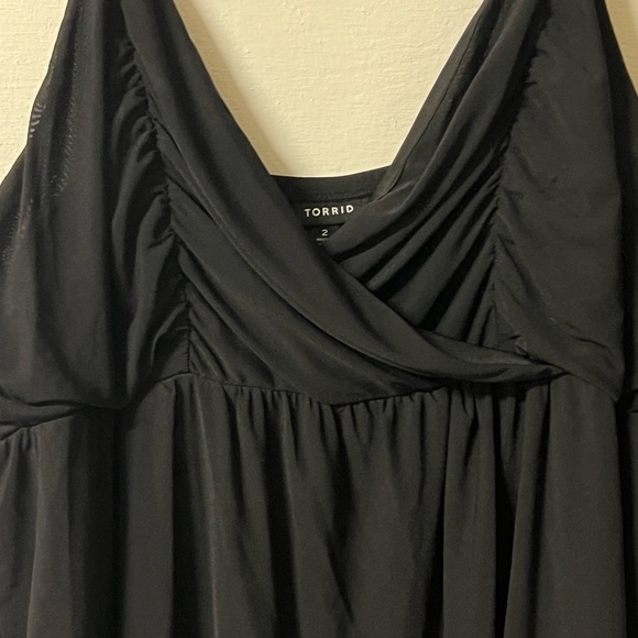 Torrid Black Mesh Babydoll Tank Top Goth Whimsigoth Fairy Goth Size 2 - Picture 2 of 7